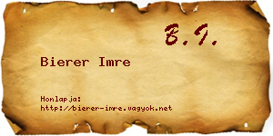 Bierer Imre névjegykártya